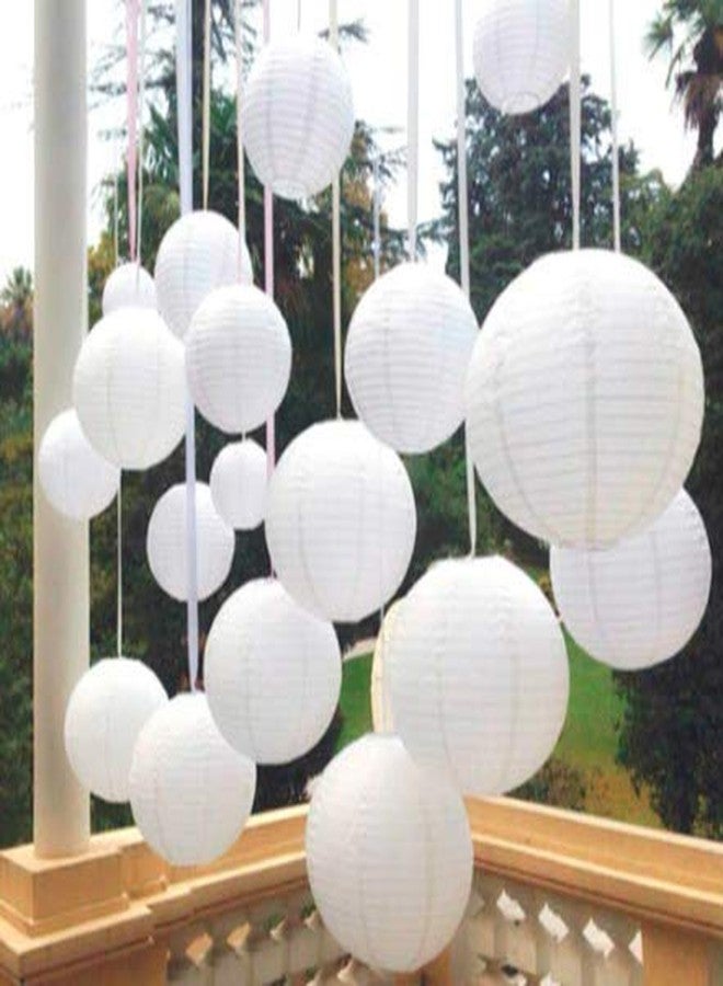 SHB "SHB 12-Inch White Paper Lamp Lantern Shade Set for Elegant Hotel and Home Decor – Ideal for Birthday and Wedding Parties – Pack of 3 Versatile Decorative Lanterns" - Image 1