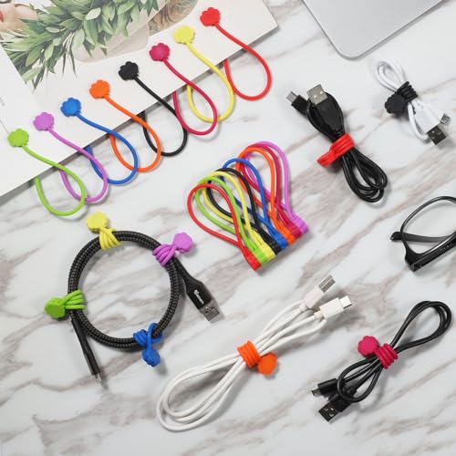 SOOOEC Magnetic Cable Ties, 24 Pack 7.2" Magnetic Cord Organizer Cute Cloud Design, Reusable Silicone Twist Ties with Strong Magnet for Bundling and Cable Management, Fridge Magnets, Assorted Colors. - Image 2