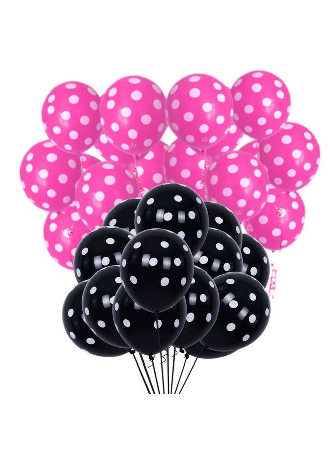 مجموعة بالونات DUL DUL المنقطة باللون الوردي الداكن والأسود لتزيين أعياد الميلاد، 30 قطعة - عبوة بالونات منقطة باللون الأسود من 15 قطعة، 15 قطعة باللون الوردي الداكن لأعياد الميلاد/الديكور/الحفلات، الخطوبة، ديكور حفلات استقبال المولود/حفلات ذات طابع خاص (أسود + وردي داكن منقطة، 30)