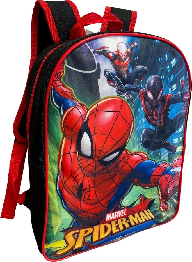 Ruz Spider-Man Kid's Licensed 15 Inch School Bag Backpack (Black-Blue-Red) - Image 2