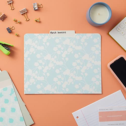 Juvale 12-Pack Cute Pastel Decorative File Folders - Letter Size (11.5 x 9.5 in) - Modern Floral Assortment & Solids - 1/3 Cut Tabs for Office Organization & School Supplies - Image 2