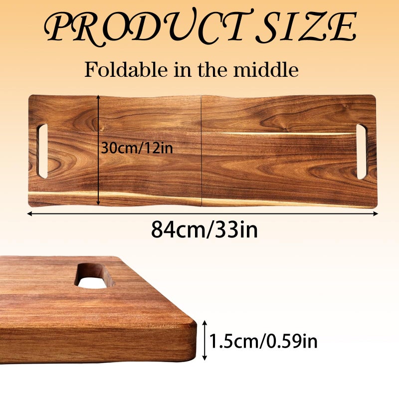 SHANDERBAR Large Charcuterie Board with Handles â€“ 33 x 12 Inch Extra Large Acacia Wood Foldable Long Serving Tray â€“ Portable Big Cheese Board and Long Cutting Board for Appetizers, Party, or Travel - Image 2