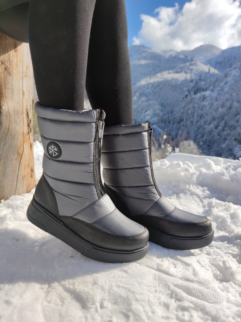 Çiğdem Kundura Snow Boots Unisex - Snow 9A - Black Grey - 37 - Image 1