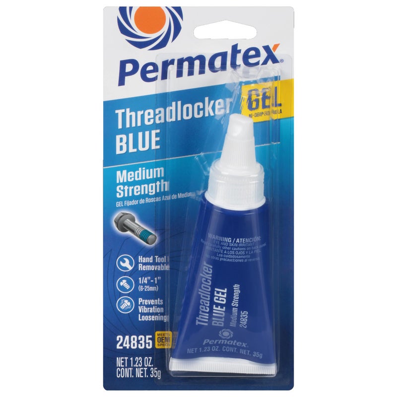 Permatex 24835 Threadlocker Blue Gel Medium Strength,Thread Lock & Screw Glue for Bolts Nuts & Fasteners to Prevent Loosening & Corrosion, Removable w/Hand Tools 35 ml - Image 1