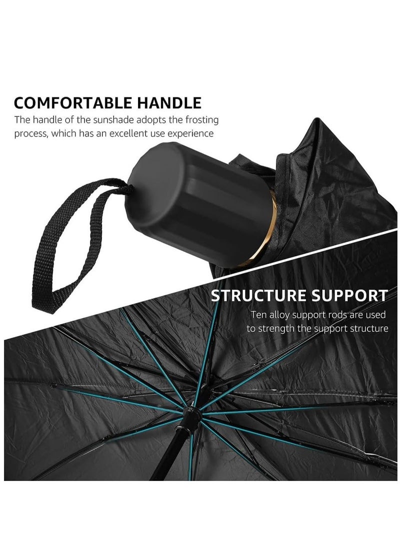 ELTRAZONE Car Sun Shade Umbrella (55x31 inches) - Upgraded Titanium Silver Foldable Design for Front Windshield - Image 4