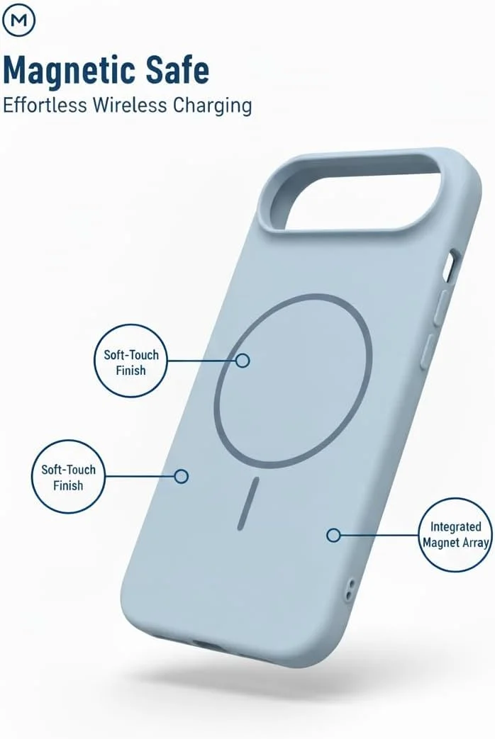 Mobcos Mobcos iPhone 17 Air Sky Blue Mobcos iPhone 17 Air Sky Blue Luxury Magnetic Compatible for iPhone Series – Shockproof, Slim Fit, Soft-Touch Protective Cover with Magnetic Wireless Charging Support  | Best Price UAE
