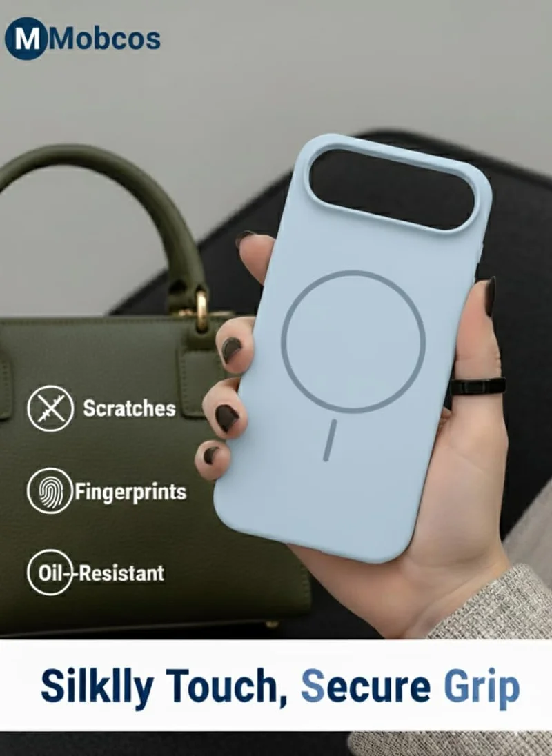 Mobcos Mobcos iPhone 17 Air Sky Blue Mobcos iPhone 17 Air Sky Blue Luxury Magnetic Compatible for iPhone Series – Shockproof, Slim Fit, Soft-Touch Protective Cover with Magnetic Wireless Charging Support  | Best Price UAE