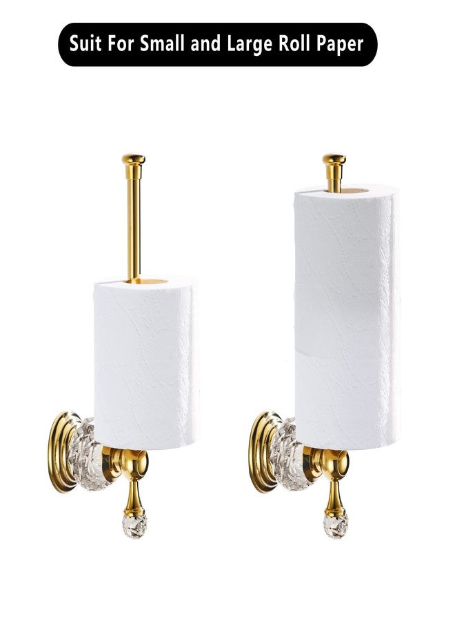 BATHSIR Crystal Toilet Paper Holder, Gold Toilet Roll Holder Modern Bathroom Accessories Zinc Alloy Tissue Hanger Wall Mounted - Image 4