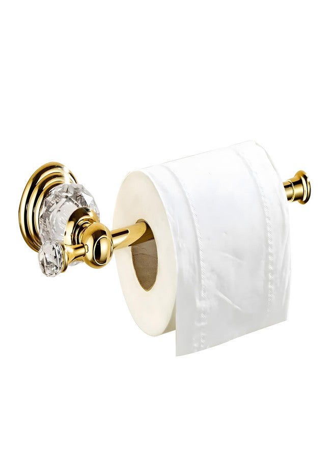 BATHSIR Crystal Toilet Paper Holder, Gold Toilet Roll Holder Modern Bathroom Accessories Zinc Alloy Tissue Hanger Wall Mounted - Image 1