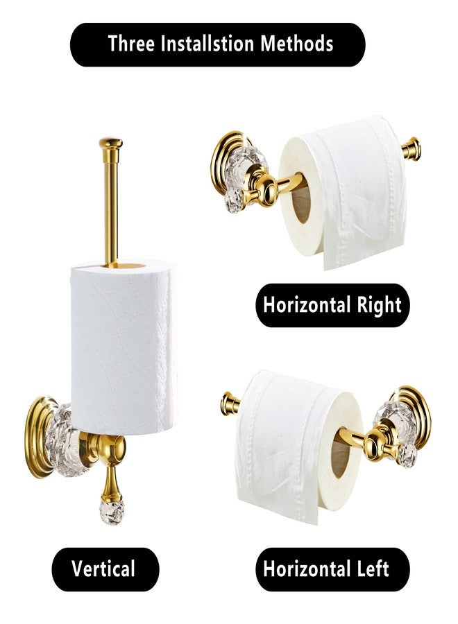 BATHSIR Crystal Toilet Paper Holder, Gold Toilet Roll Holder Modern Bathroom Accessories Zinc Alloy Tissue Hanger Wall Mounted - Image 5