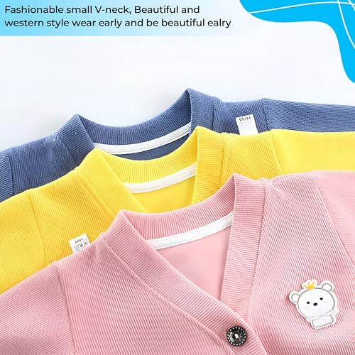 BEMBIKA Woollen Knitted Full Sleeve Sweater for Kids Cardigan Winter Wear Front Button V-Neck Shape Sweater for Baby Boys and Girls (Blue) 6Months-12Months - Image 5