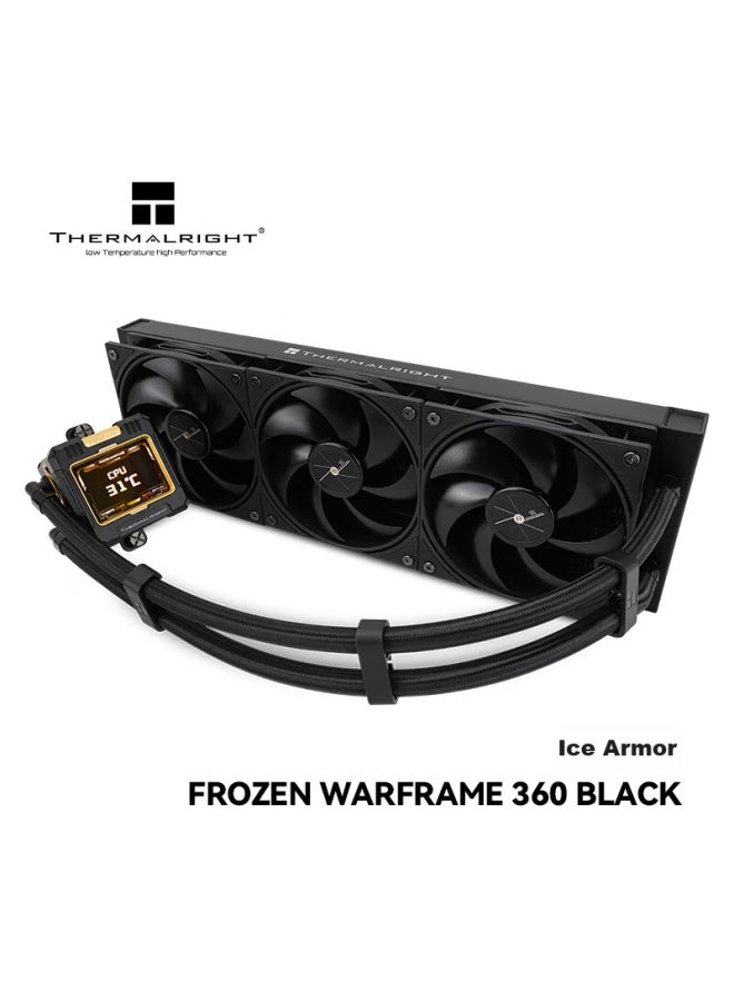 Thermalright ثيرمالرايت فروزن وورفريم 360 أسود، مبرد سائل مدمج، شاشة LCD IPS، FW360 أسود - Image 1