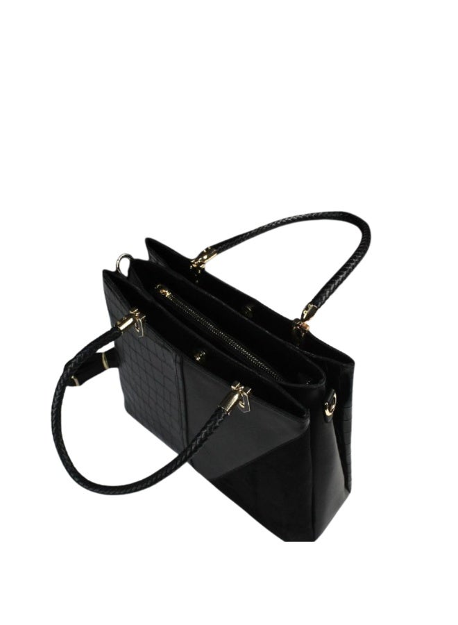 حقيبة كتف جلد ايطالي -اسود - Image 4