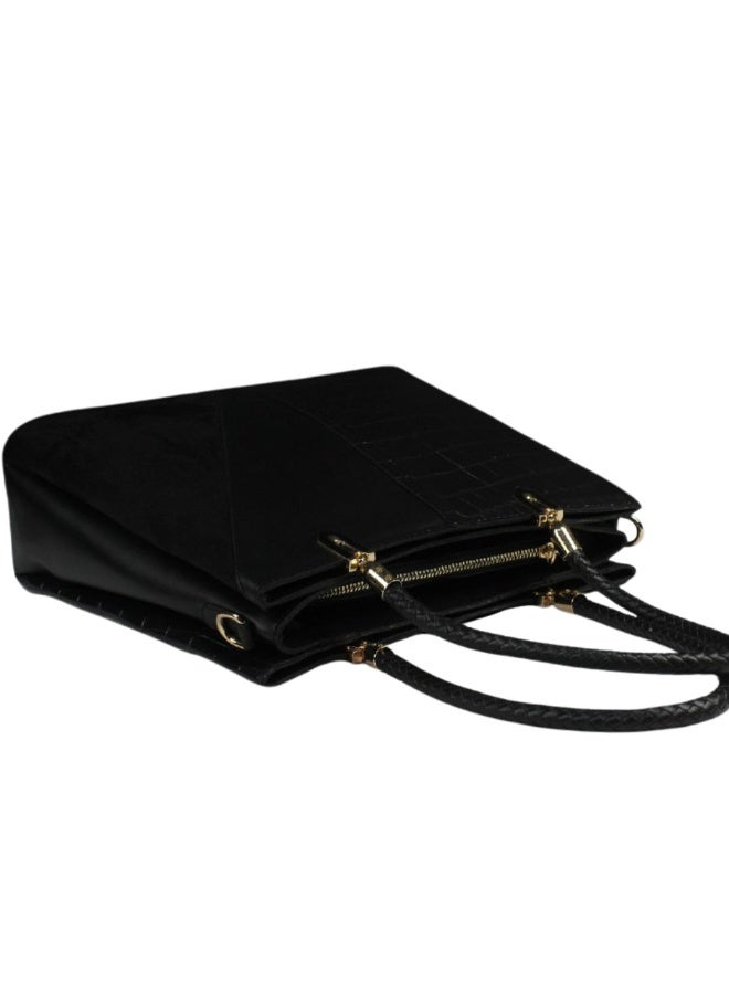 حقيبة كتف جلد ايطالي -اسود - Image 2