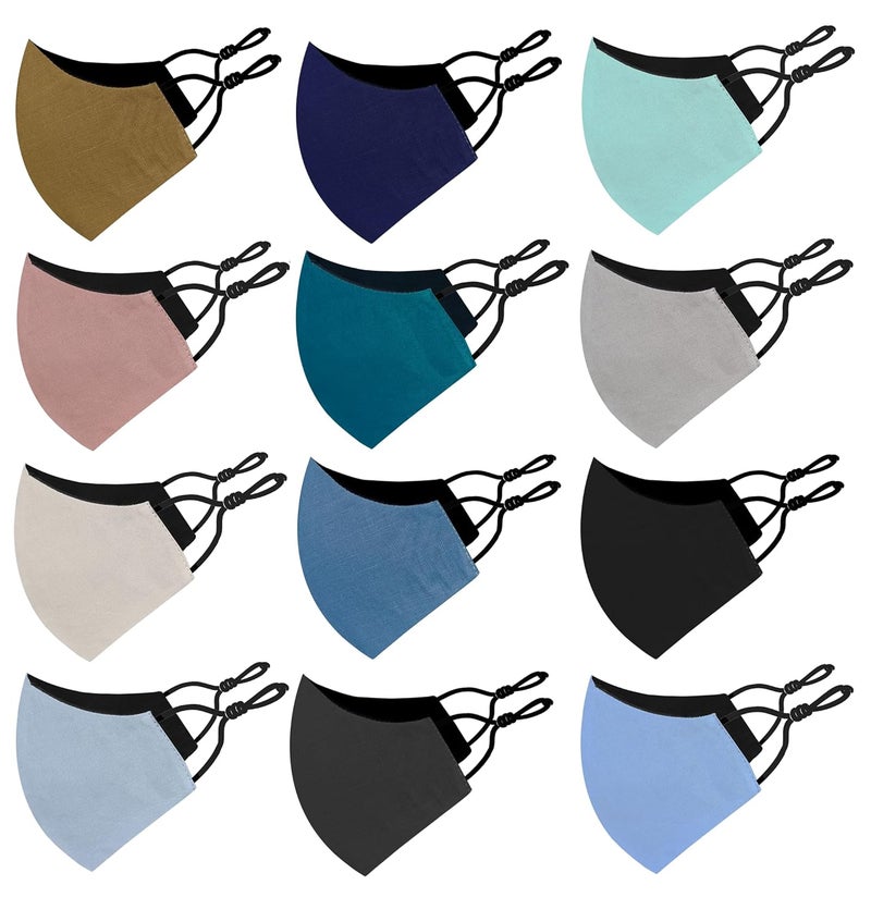 Bildos Cotton Unisex Super Breathable Cloth Face mask with Adjustable Ear Loop (Multicolour) - Pack of 12 - Image 1