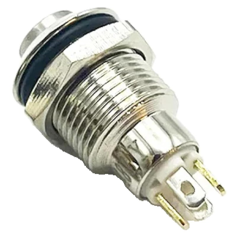 مفتاح ضغط LED معدني مقاوم للماء مع حلقة بيضاء 12 مم لحظي إعادة ضبط 3 48 فولت - Image 2