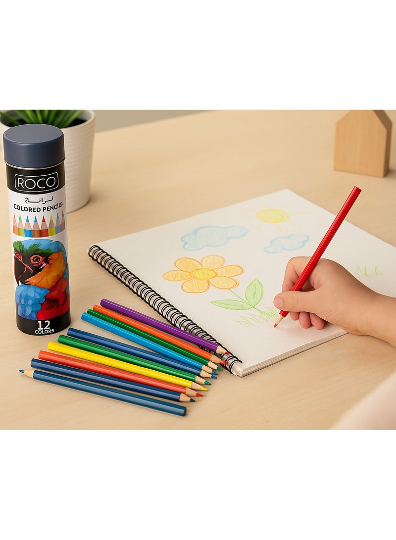 ROCO Colored Pencils Set – 12 Vibrant Colors, Smooth & Durable, Premium Art Supplies for Drawing & Coloring - Image 4