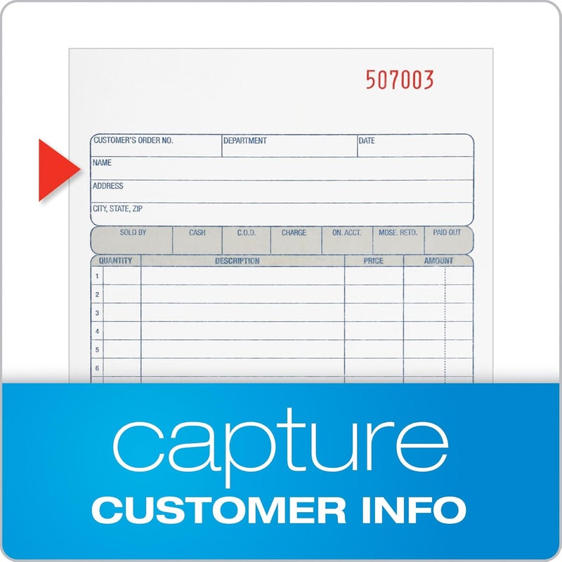 Adams Sales Order Book - 3-Part Carbonless Forms, White/Canary/Pink, 50 Sets, 5-9/16" x 8-7/16" - Image 2