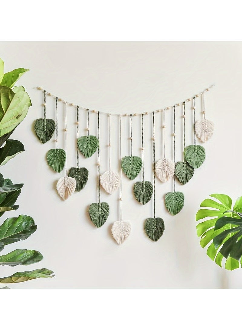 جيفت ديكور غرفة جميل، ورقة شجر معلقة على الحائط، نسيج جداري عصري من المكرمية، ديكور منزلي، ريش مكرمية معلق على الحائط، هدية للأم - Image 5