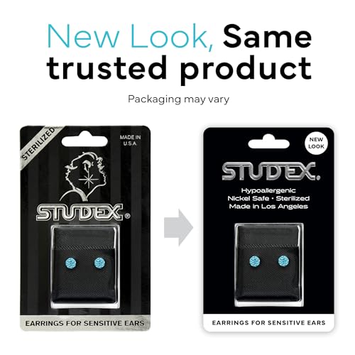 STUDEX Sensitive Aquamarine Fireball Stud Earrings 4.5mm | Hypoallergenic and Nickel Safe for Sensitive Ears | Surgical Stainless Steel Posts | High Fashion Earrings for Women and Men PR-303W-S - Image 2