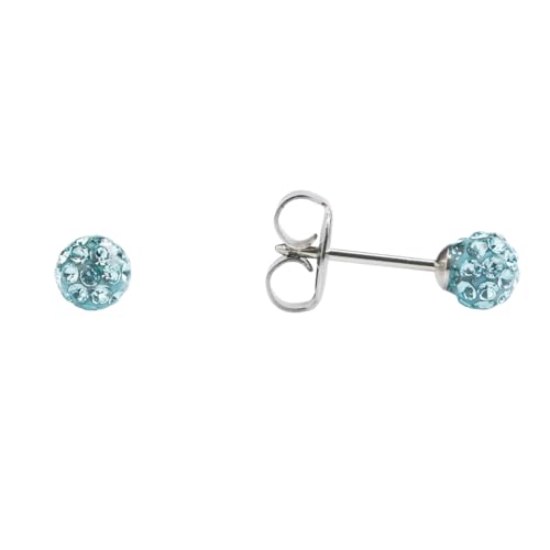 STUDEX Sensitive Aquamarine Fireball Stud Earrings 4.5mm | Hypoallergenic and Nickel Safe for Sensitive Ears | Surgical Stainless Steel Posts | High Fashion Earrings for Women and Men PR-303W-S - Image 1