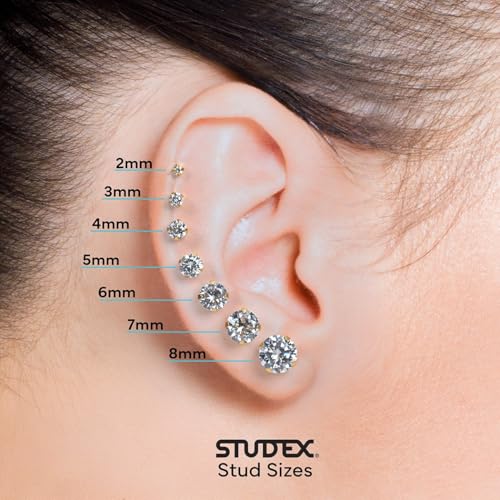 STUDEX Sensitive Aquamarine Fireball Stud Earrings 4.5mm | Hypoallergenic and Nickel Safe for Sensitive Ears | Surgical Stainless Steel Posts | High Fashion Earrings for Women and Men PR-303W-S - Image 3