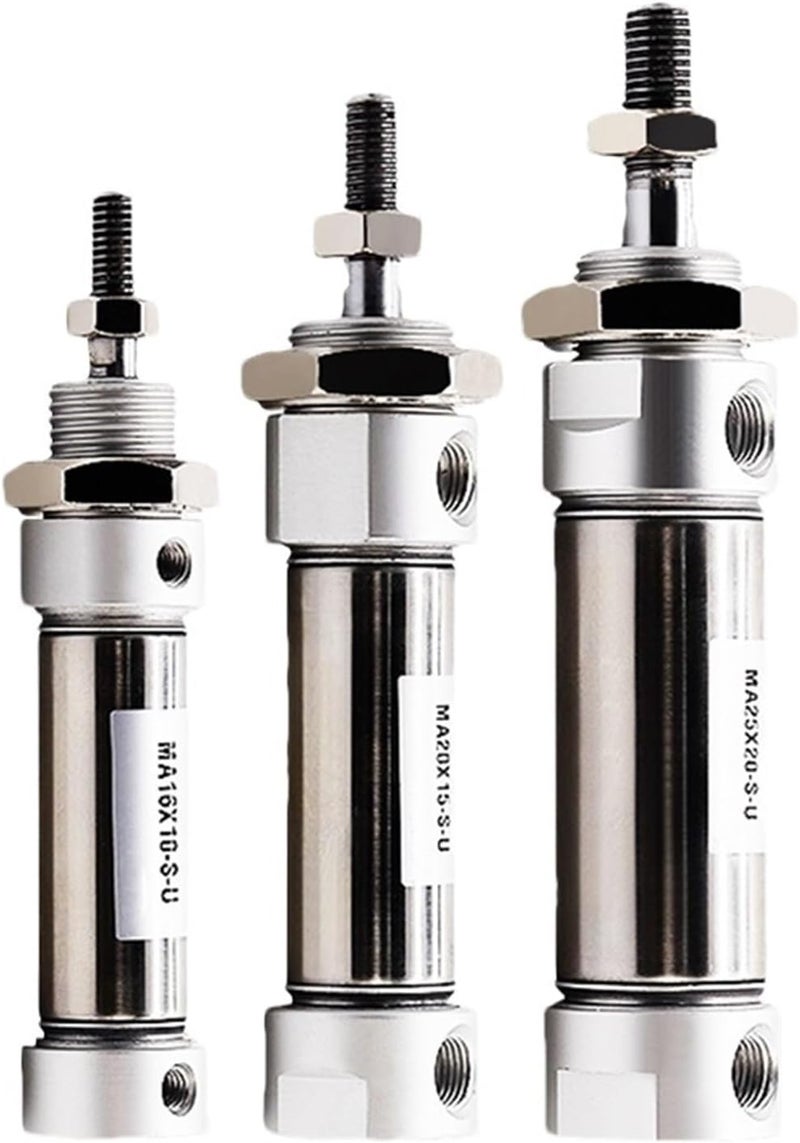 MA25 Bore 25mm Stroke 10mm Round End Stainless Steel Double Acting Mini Pneumatic Air Cylinder - Image 1