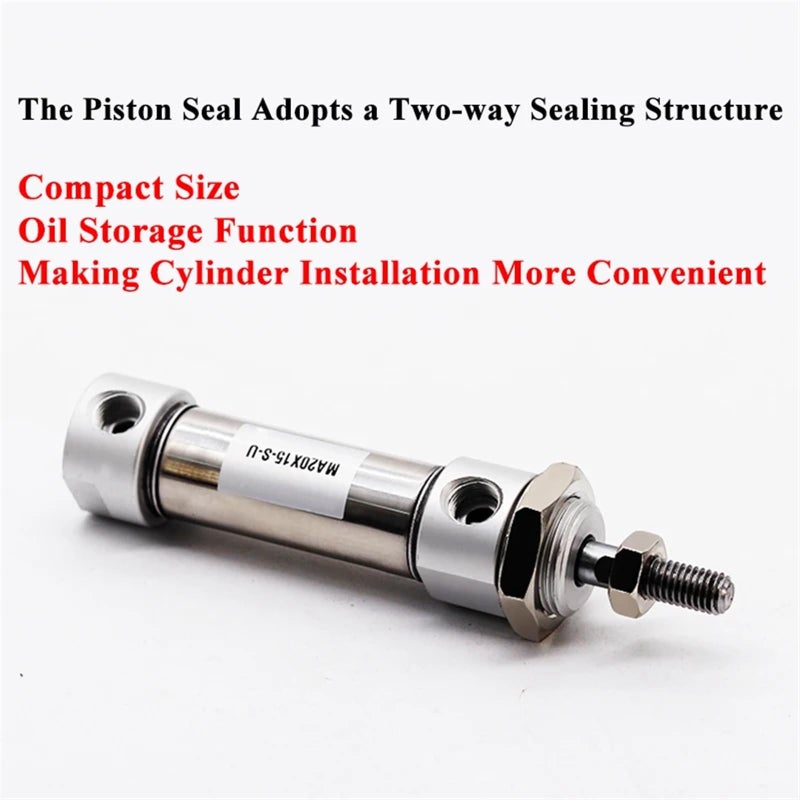 MA25 Bore 25mm Stroke 10mm Round End Stainless Steel Double Acting Mini Pneumatic Air Cylinder - Image 5