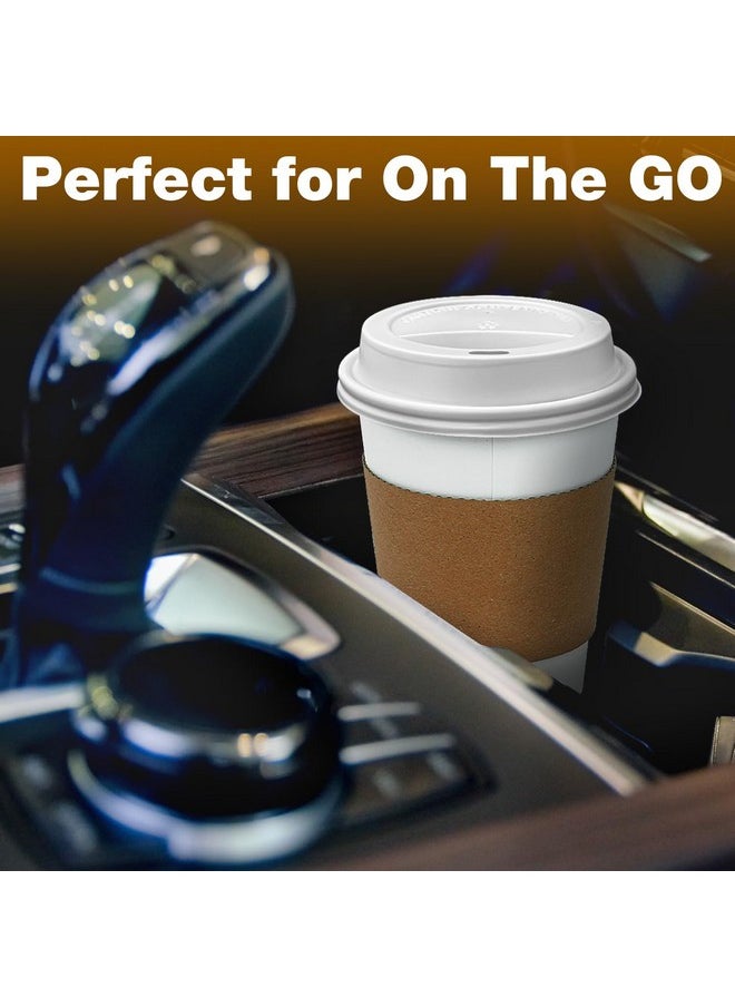Ginkgo Ginkgo 100 Pack 8 oz Thickened Paper Coffee Cups with White Lids and Sleeves, Disposable To Go Coffee Cups for Espresso Coffee, Hot Chocolate and Cocoa  - Image 3