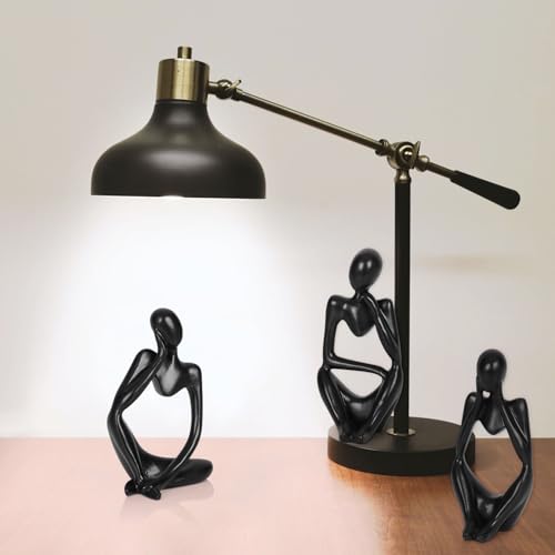 Ozzptuu Sandstone Resin Thinker Style Abstract Sculpture Statue Collectible Figurines Home Office Bookshelf Desktop Decor (Small Black, 3pcs) - Image 3