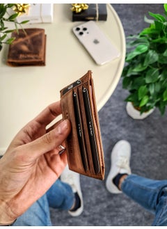 VISSO 606 Genuine Leather Men's and Women's Leather Mini Credit Card Holder Leather Wallet Bag with Personalized Money Compartment  - Image 1