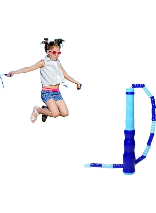Dweck Children'S Jump Rope With Soft Bamboo Joints, Adult Fitness Training, Elementary And Middle School Students' Exam, Adjustable Blue Patterned Jump Rope - Image 1