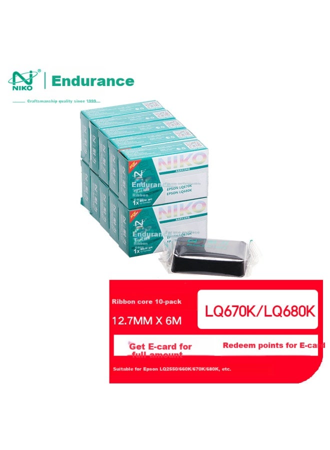 Niko N Lq670k Black Ribbon Core (pack Of 10) (compatible With Epson Lq2550/660k/670k/680k) - Image 1