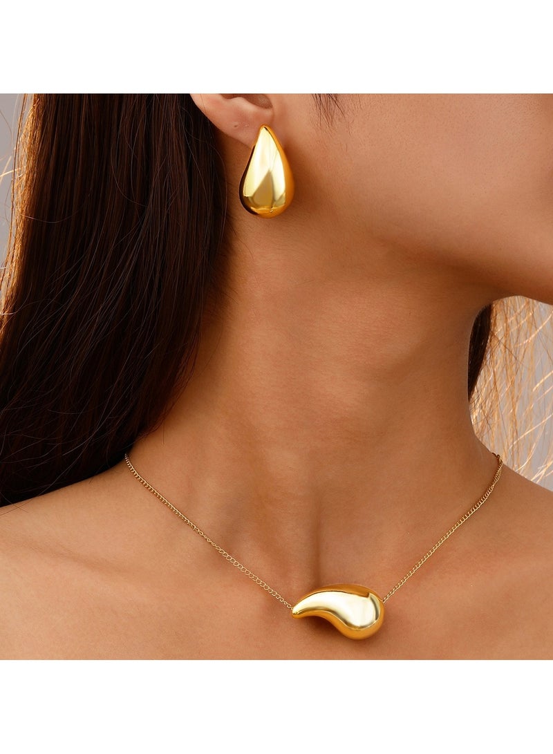 Huitich Gold Color Tone Waterdrop Jewelry Set Necklace & Earrings  - Image 5