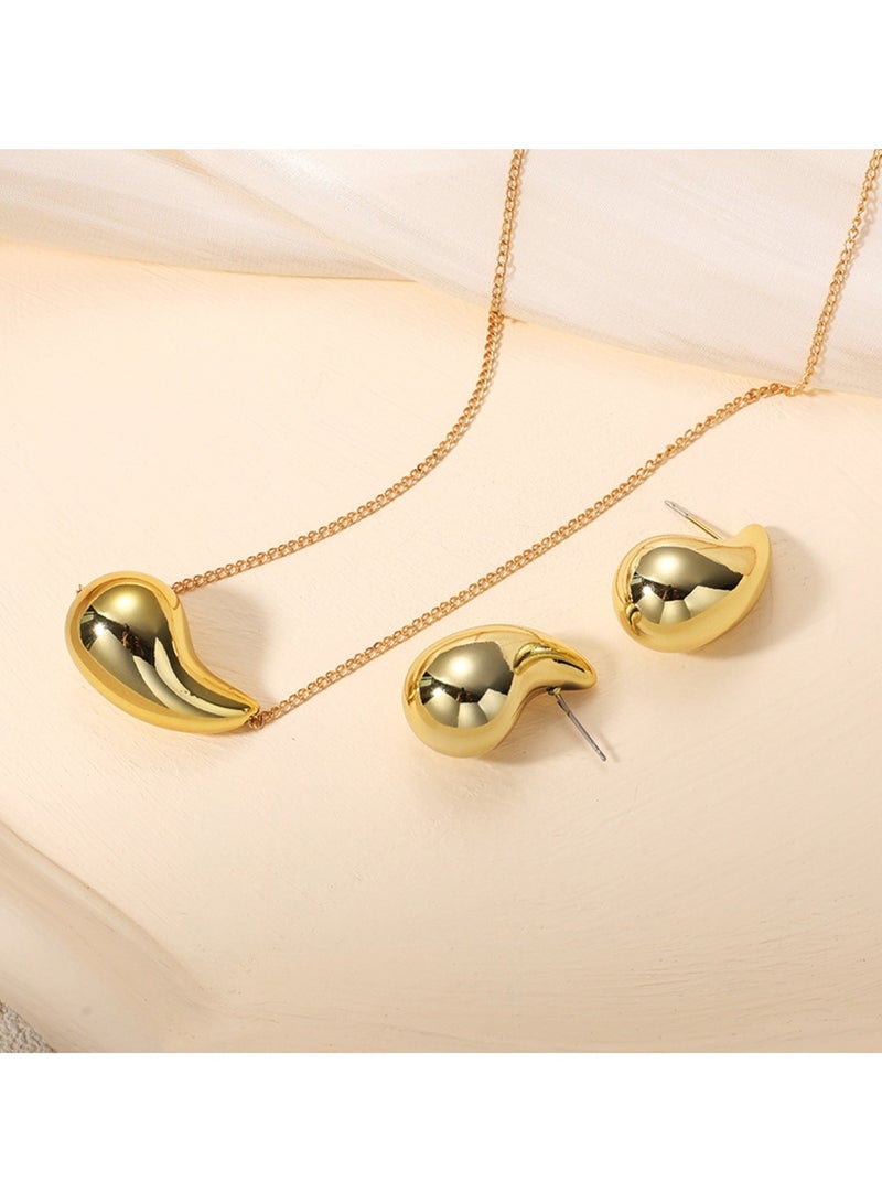 Huitich Gold Color Tone Waterdrop Jewelry Set Necklace & Earrings  - Image 3