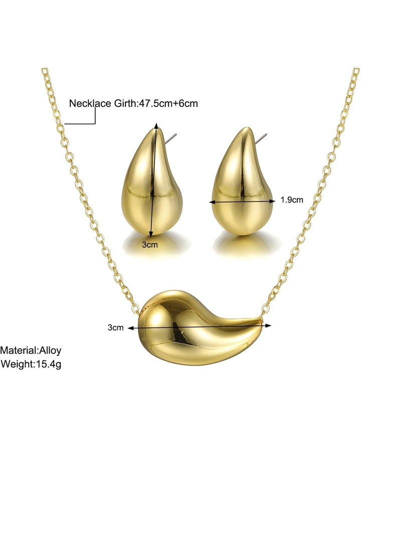 Huitich Gold Color Tone Waterdrop Jewelry Set Necklace & Earrings  - Image 4