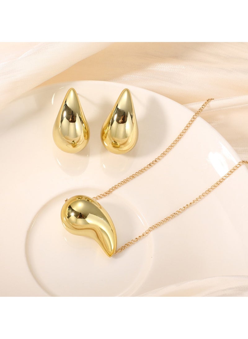 Huitich Gold Color Tone Waterdrop Jewelry Set Necklace & Earrings  - Image 2