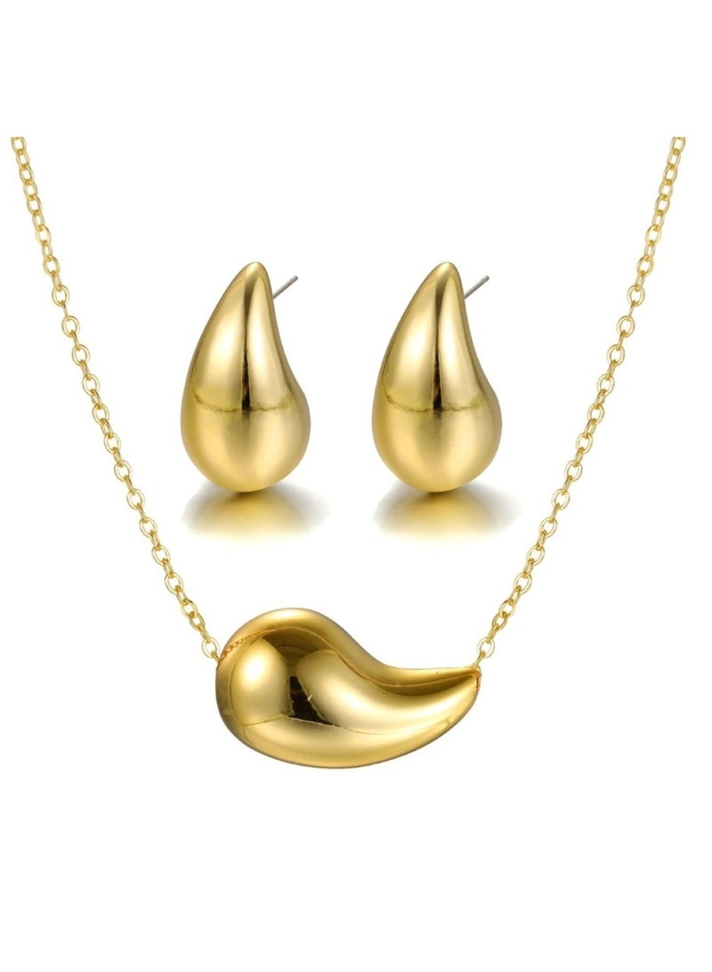 Huitich Gold Color Tone Waterdrop Jewelry Set Necklace & Earrings  - Image 1