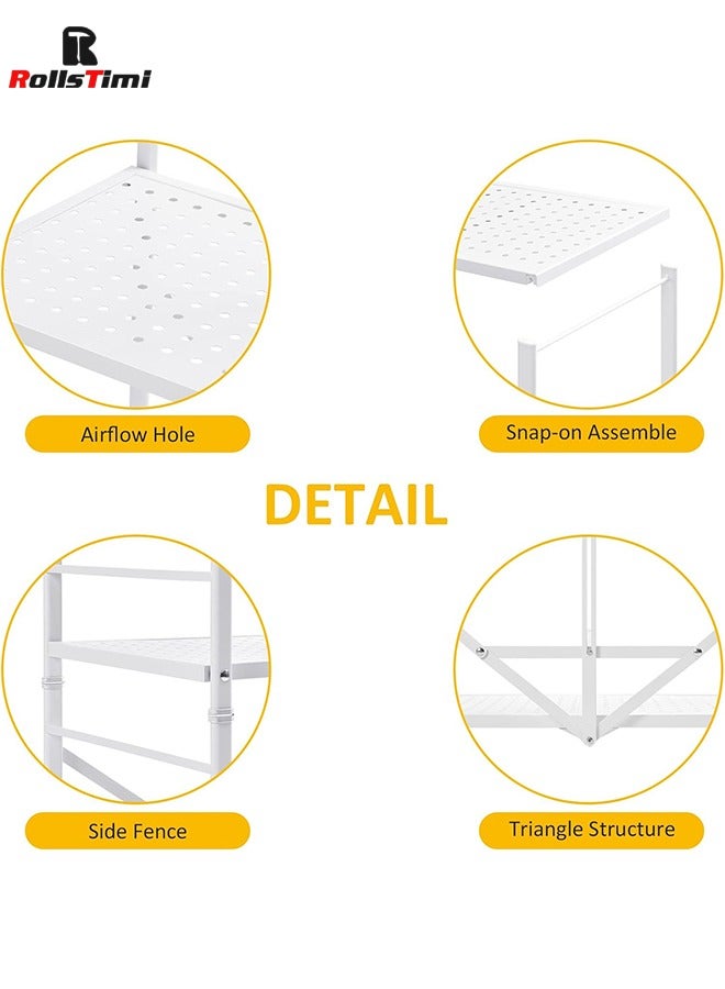 RollsTimi  Foldable 4-Tier Storage Shelving Unit with Lockable Wheels, Space-Saving Organizer Rack for Home and Office,White - Image 3