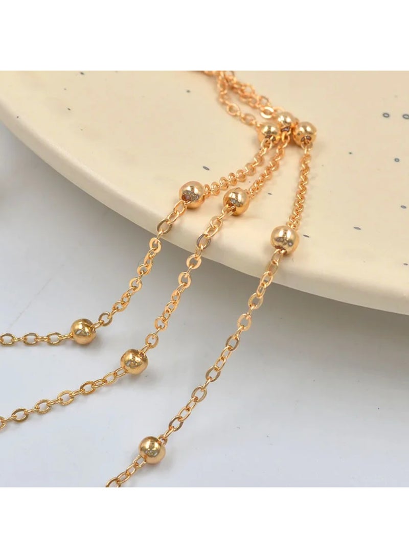 سوار كاحل متعدد الطبقات بتصميم كلاسيكي قابل للتعديل ومطلي بالكهرباء ومزين بمجوهرات القدم - Image 2