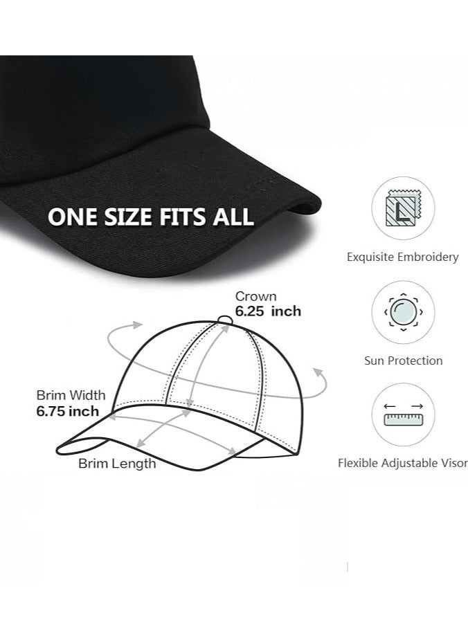 BEYTOR BEYTOR Stiff Structured Front Panels Baseball Cap Golf Dad Hat for Women and Men Hat Black  - Image 5