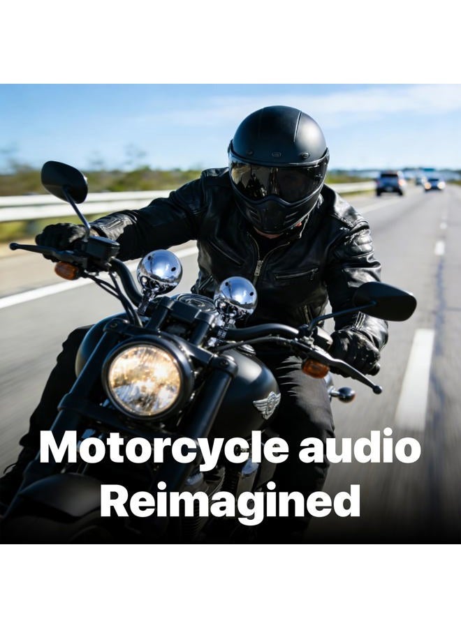 GoHawk AN4 Gen.3 All-in-One Built-in Amplifier 4" Full Range Waterproof Bluetooth Motorcycle Stereo Speakers Audio Amp System w/AUX for 1 to 1-1/4 Bar Harley ATV RZR 4 Wheeler - Image 4