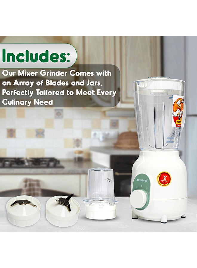 NIKAI 600 Watts Blender, With 1.5 Liter Plastic Jar And One Grinder Jar, Overheat Protection, 2 Speed And Pulse Function 1.5 L 600 W NB1700TX/ NB1700T3 White - Image 4