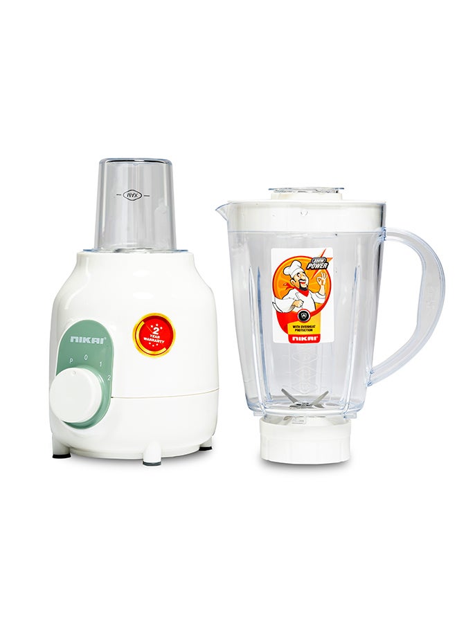 NIKAI 600 Watts Blender, With 1.5 Liter Plastic Jar And One Grinder Jar, Overheat Protection, 2 Speed And Pulse Function 1.5 L 600 W NB1700TX/ NB1700T3 White - Image 2