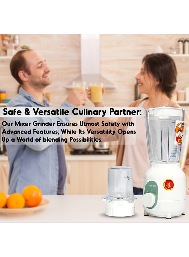 NIKAI 600 Watts Blender, With 1.5 Liter Plastic Jar And One Grinder Jar, Overheat Protection, 2 Speed And Pulse Function 1.5 L 600 W NB1700TX/ NB1700T3 White - Image 5