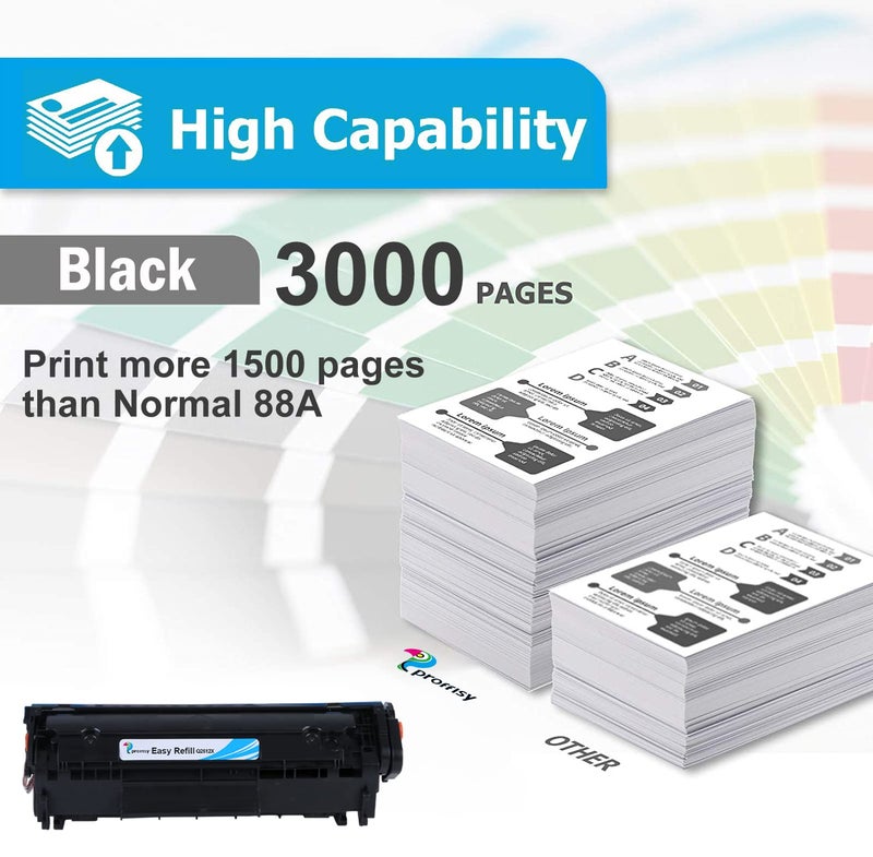 proffisy Easy Refill 88A Toner Cartridge 88X CC388X Toner Cartridge Extra Large Volume 3000 Pages Yield Compatible with HP LJ Printer M1136 MFP, M126nw MFP, P1007, P1108, P1008 -1PCS - Image 2