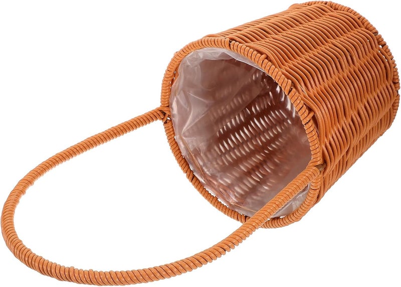 Vintage Handwoven Flower Basket with Handle Small round Decorative Storage Basket for Wedding Flower Girl Ceremony and Home Floral Arrangement - Image 1