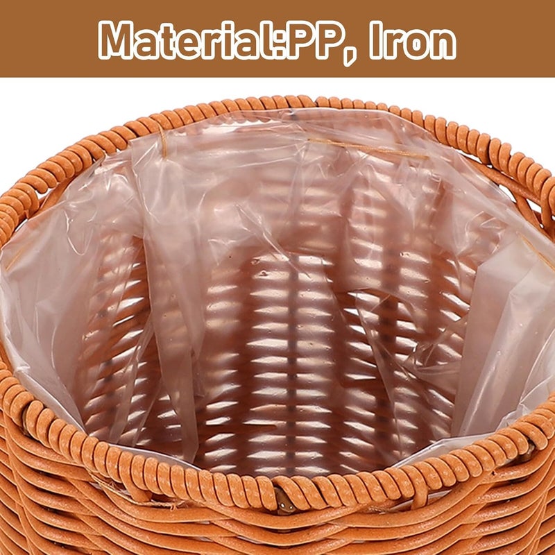 Vintage Handwoven Flower Basket with Handle Small round Decorative Storage Basket for Wedding Flower Girl Ceremony and Home Floral Arrangement - Image 4