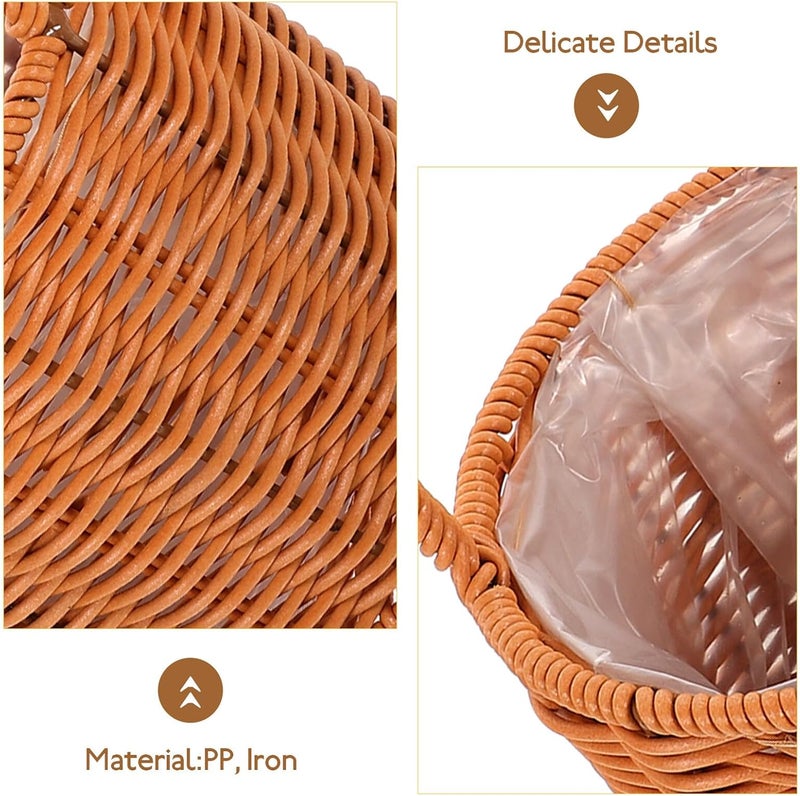 Vintage Handwoven Flower Basket with Handle Small round Decorative Storage Basket for Wedding Flower Girl Ceremony and Home Floral Arrangement - Image 3