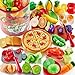 Shimirth 67Pc Pretend Play Food Sets for Kids Kitchen Pizza Toy Food Cutting Fake Food Fruits Vegetables Play Kitchen Toys Accessories Pretend Food Toys for Toddlers Boys Girls Birthday Gift - Image 4